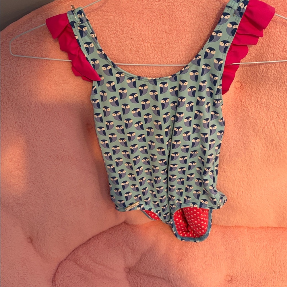 Pink Polka Dot Kids Swim One Piece